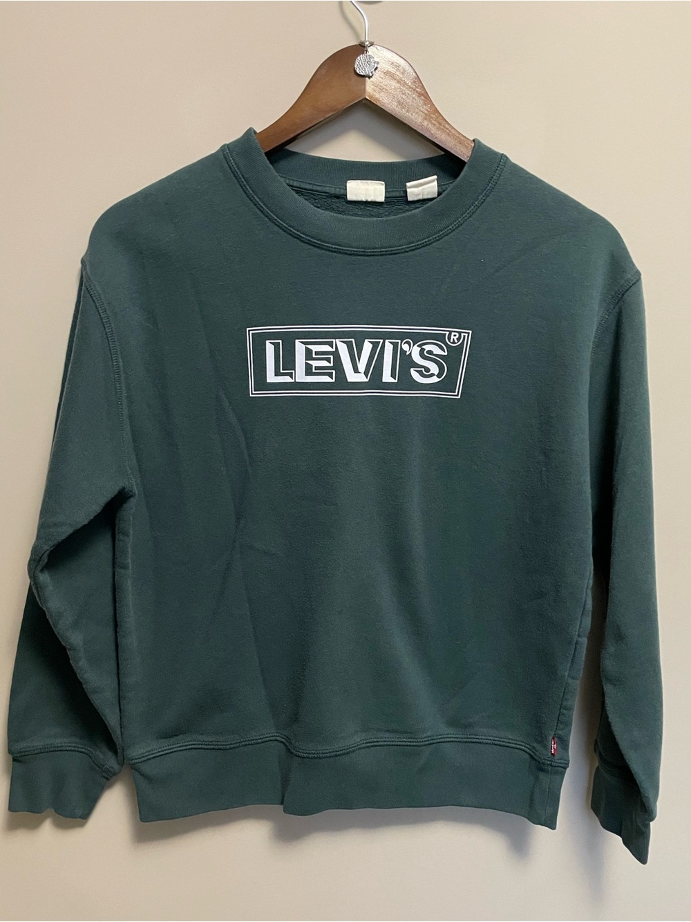Levi's Forest Green Crewneck Sweatshirt with White Logo Women’s Small